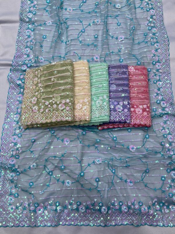 Beautiful Designer Saree on Soft Net fabric & Sequance work and whole sarees - Image 10