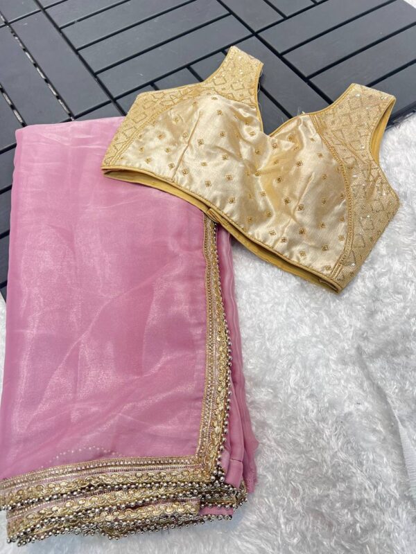 Bollywood Style Heavy Tissue Organza Saree - Image 8