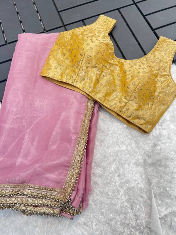 Bollywood Style Heavy Tissue Organza Saree - Image 10