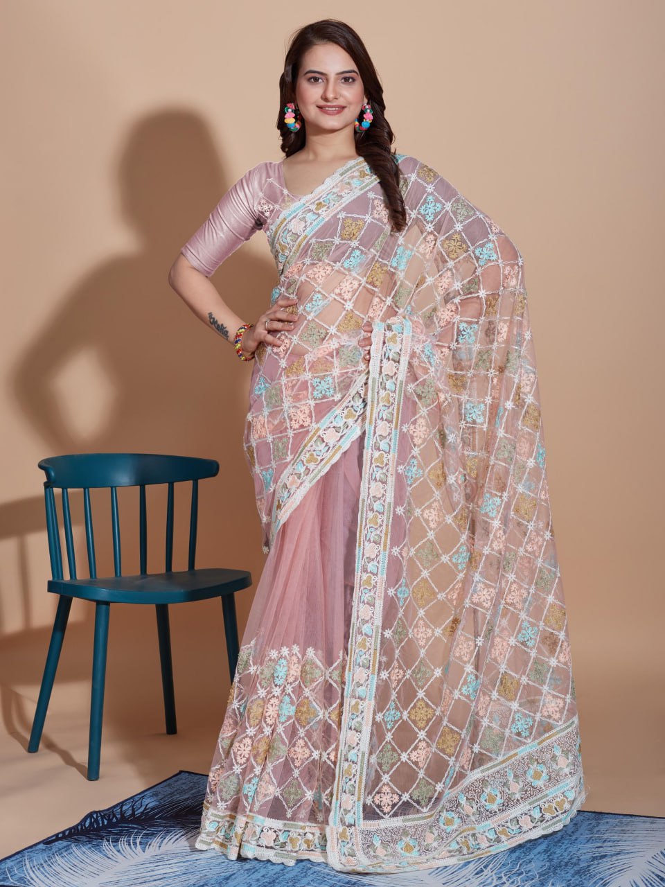 Beautiful Designer Saree on Soft Butterfly Net fabric