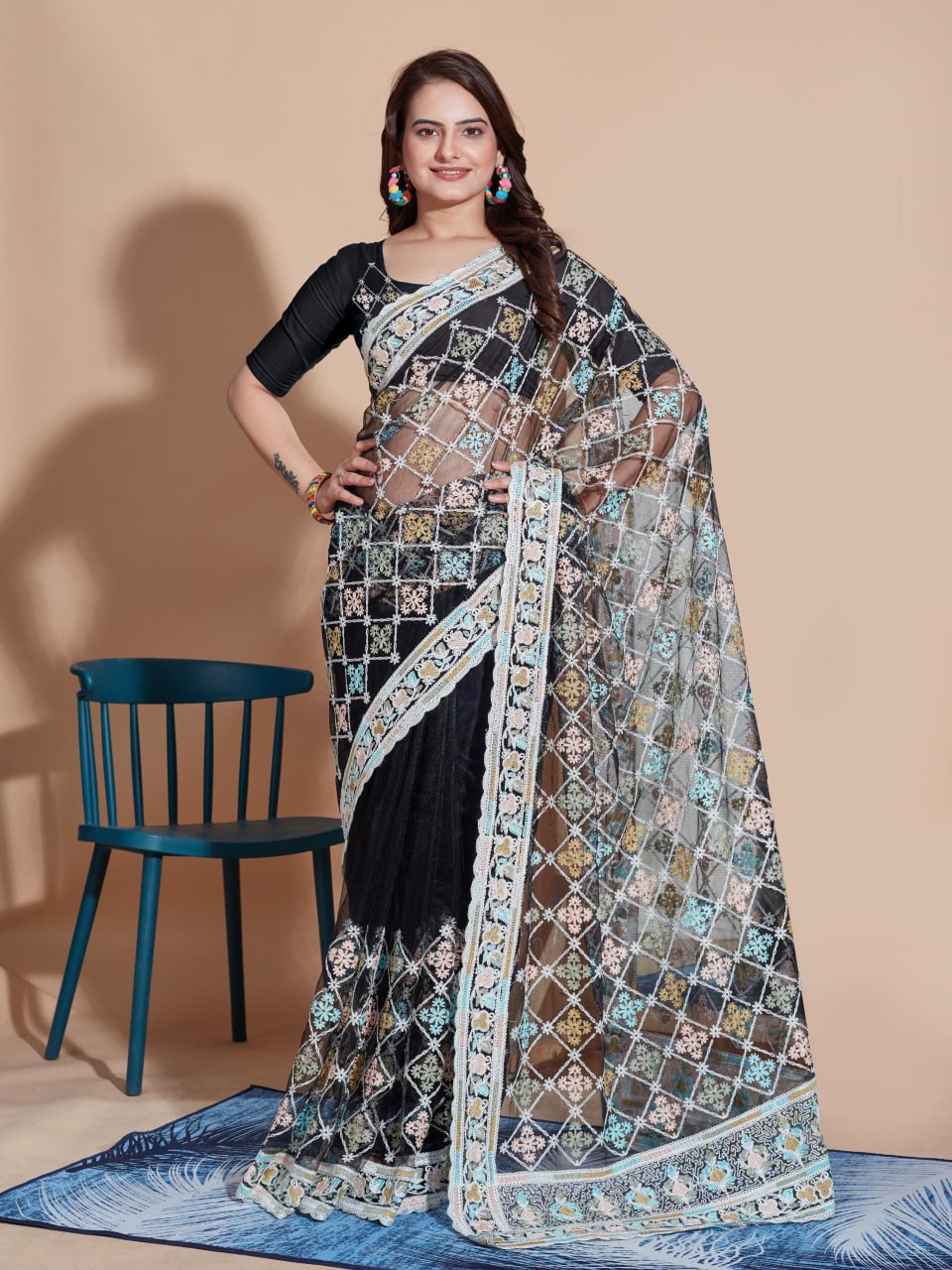 Beautiful Designer Saree on Soft Butterfly Net fabric