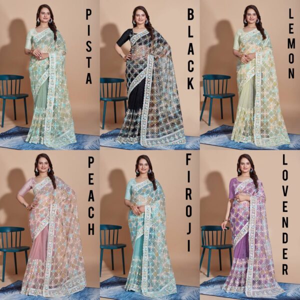 Beautiful Designer Saree on Soft Butterfly Net fabric - Image 4