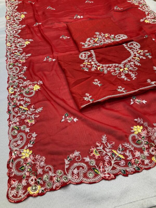 Elegant style rangoli silk fancy saree with blouse - Image 6