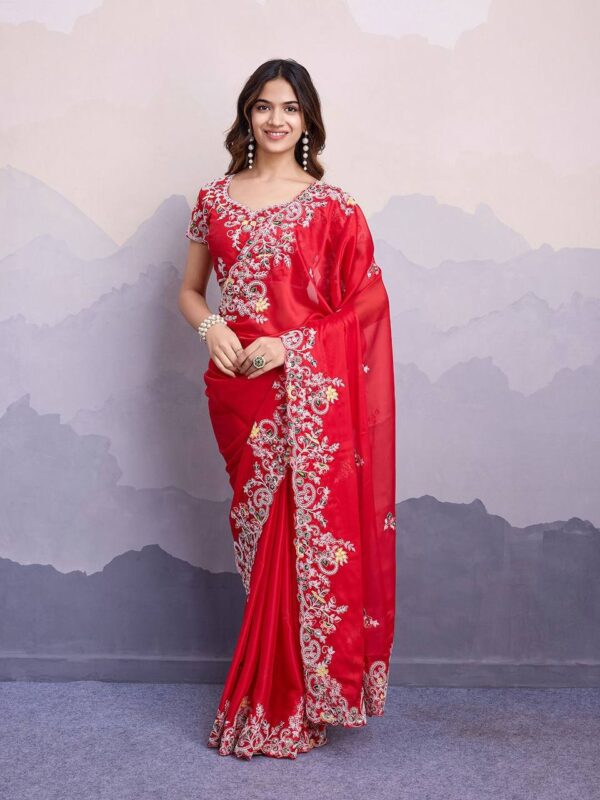 Elegant style rangoli silk fancy saree with blouse - Image 2