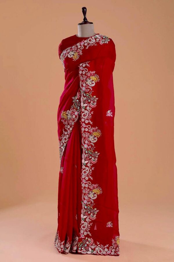 Elegant style rangoli silk fancy saree with blouse - Image 8