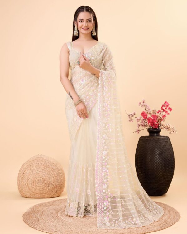 Beautiful Designer Saree on Soft Net fabric & Sequance work and whole sarees