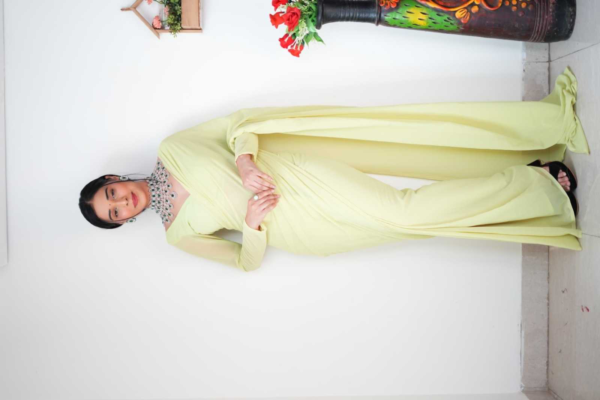 Pretty Pista Color Soft Georgette Silk Design All Over Work Saree - Image 2