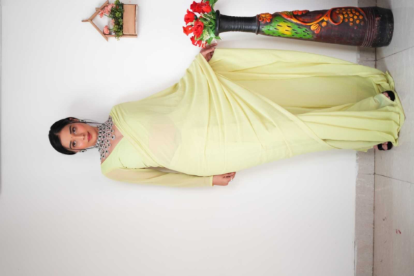 Pretty Pista Color Soft Georgette Silk Design All Over Work Saree - Image 3