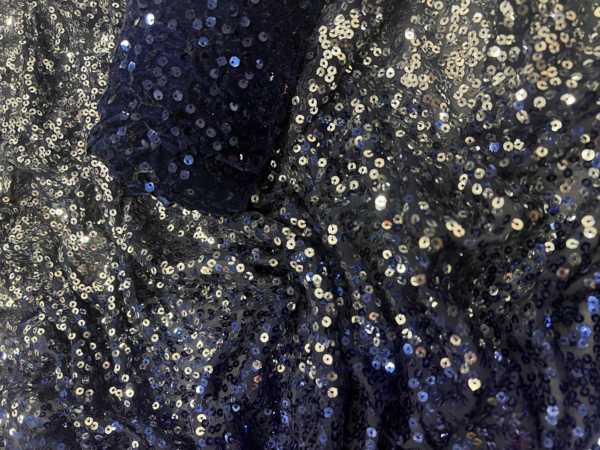 Navy Blue Beautiful Dual color 5 MM sequins embroidery work Saree - Image 14