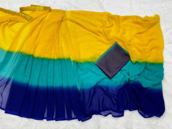 Grand Yellow Color Pure Soft Georgette Silk Design All Over Saree - Image 11