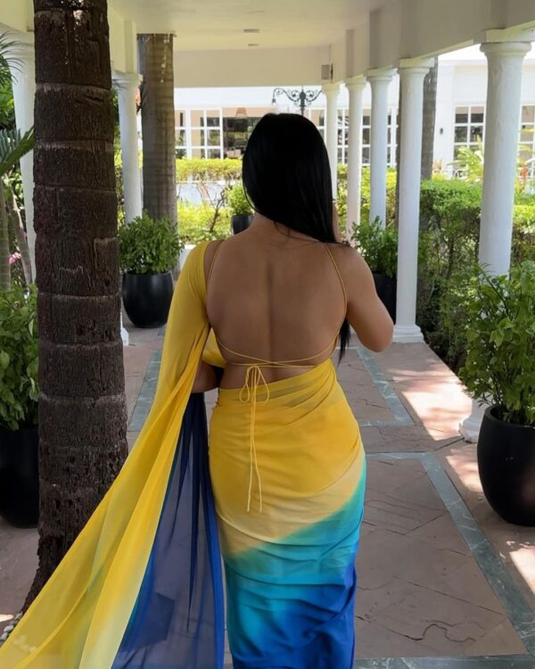 Grand Yellow Color Pure Soft Georgette Silk Design All Over Saree - Image 5
