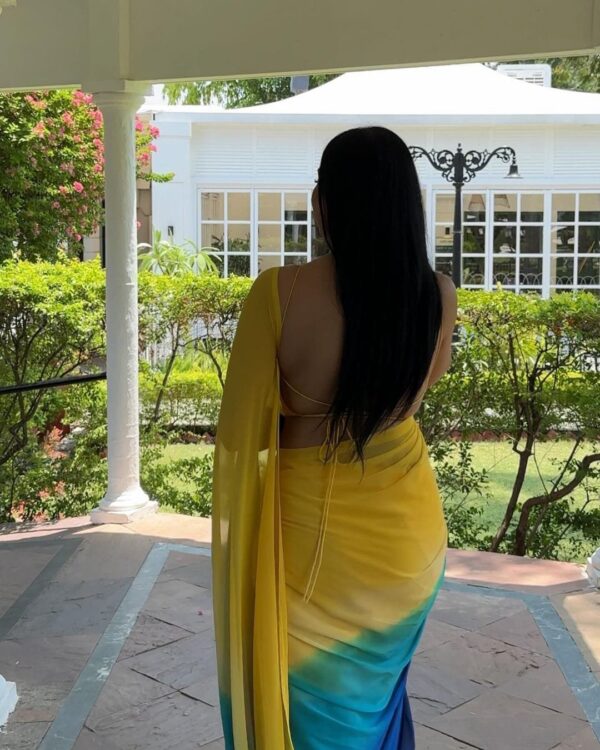 Grand Yellow Color Pure Soft Georgette Silk Design All Over Saree - Image 4